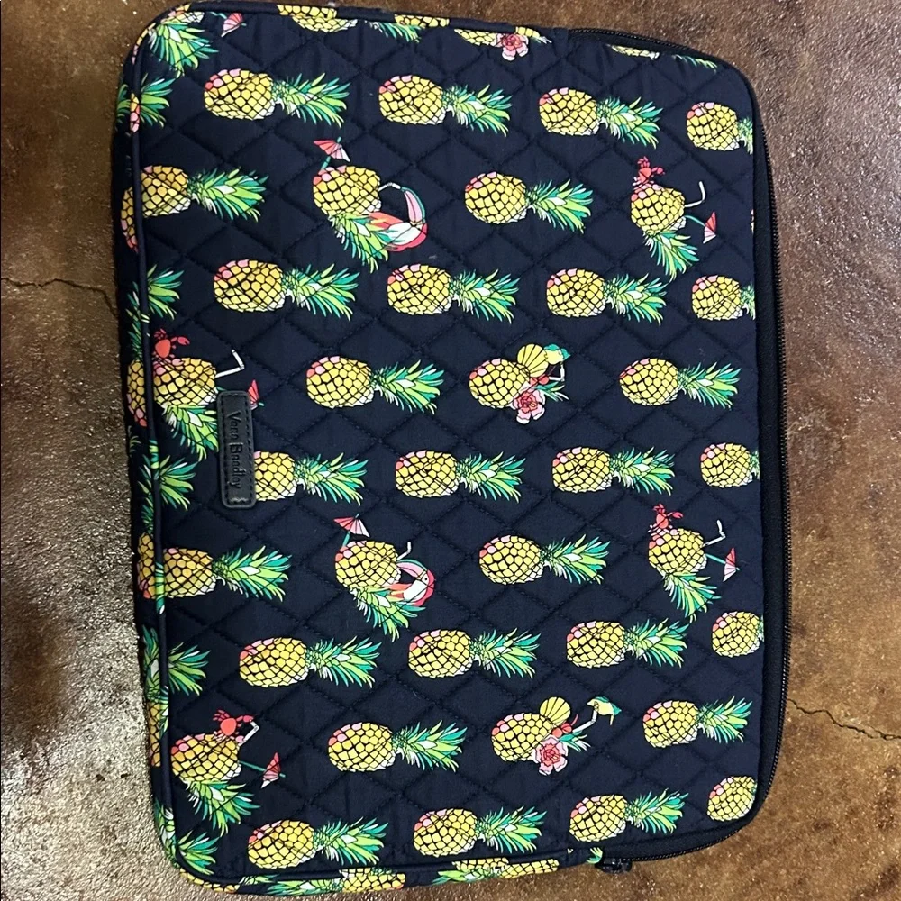 Vera Bradley Navy and Yellow Pineapple Laptop Sleeve